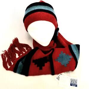 Peruvian Multicolor Alpaca Winter Scarf With Connecting Beanie